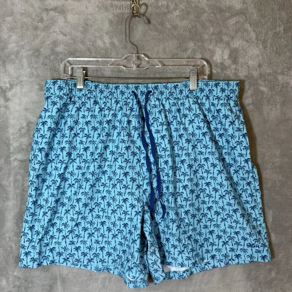 Huk Pursuit Shorts XXL Blue Tropical Palm Tree Fishing Swim Board Shorts Lined